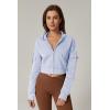 imageQINSEN Hoodies for Women Full Zip Up Cropped Jacket Long Sleeves with Cargo Pockets Sweatshirts TopsSky Blue