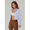 imageQINSEN Hoodies for Women Full Zip Up Cropped Jacket Long Sleeves with Cargo Pockets Sweatshirts TopsSky Blue