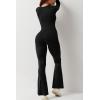 imageQINSEN Jumpsuits for Women Square Neck Wide Leg Full Length Romper PlaysuitBlack