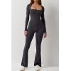 imageQINSEN Jumpsuits for Women Square Neck Wide Leg Full Length Romper PlaysuitBlackened Peal