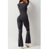 imageQINSEN Jumpsuits for Women Square Neck Wide Leg Full Length Romper PlaysuitBlackened Peal