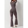 imageQINSEN Jumpsuits for Women Square Neck Wide Leg Full Length Romper PlaysuitDark Grey