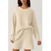 imageQINSEN Lounge Set for Women Long Sleeve Pullover Sweater with Shorts Two Pieces Loungewear