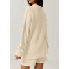 imageQINSEN Lounge Set for Women Long Sleeve Pullover Sweater with Shorts Two Pieces Loungewear