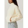 imageQINSEN Women Half Zip Fleece Sweatshirt Mock Neck Long Sleeve Winter Cozy Sherpa Pullover Sweater TopsApricot