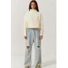 imageQINSEN Women Half Zip Fleece Sweatshirt Mock Neck Long Sleeve Winter Cozy Sherpa Pullover Sweater TopsApricot