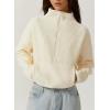 imageQINSEN Women Half Zip Fleece Sweatshirt Mock Neck Long Sleeve Winter Cozy Sherpa Pullover Sweater TopsApricot