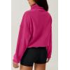 imageQINSEN Women Half Zip Fleece Sweatshirt Mock Neck Long Sleeve Winter Cozy Sherpa Pullover Sweater TopsCabaret