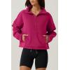 imageQINSEN Women Half Zip Fleece Sweatshirt Mock Neck Long Sleeve Winter Cozy Sherpa Pullover Sweater TopsCabaret