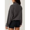 imageQINSEN Women Half Zip Fleece Sweatshirt Mock Neck Long Sleeve Winter Cozy Sherpa Pullover Sweater TopsDark Grey
