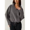 imageQINSEN Women Half Zip Fleece Sweatshirt Mock Neck Long Sleeve Winter Cozy Sherpa Pullover Sweater TopsDark Grey