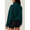 imageQINSEN Women Half Zip Fleece Sweatshirt Mock Neck Long Sleeve Winter Cozy Sherpa Pullover Sweater TopsForest Green
