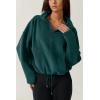 imageQINSEN Women Half Zip Fleece Sweatshirt Mock Neck Long Sleeve Winter Cozy Sherpa Pullover Sweater TopsForest Green
