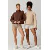 imageQINSEN Women Half Zip Fleece Sweatshirt Mock Neck Long Sleeve Winter Cozy Sherpa Pullover Sweater TopsMoonlight