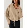 imageQINSEN Women Half Zip Fleece Sweatshirt Mock Neck Long Sleeve Winter Cozy Sherpa Pullover Sweater TopsMoonlight
