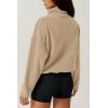imageQINSEN Women Half Zip Fleece Sweatshirt Mock Neck Long Sleeve Winter Cozy Sherpa Pullover Sweater TopsMoonlight