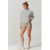 imageQINSEN Women Half Zip Fleece Sweatshirt Mock Neck Long Sleeve Winter Cozy Sherpa Pullover Sweater TopsSmoke Blue