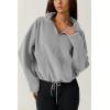 imageQINSEN Women Half Zip Fleece Sweatshirt Mock Neck Long Sleeve Winter Cozy Sherpa Pullover Sweater TopsSmoke Blue