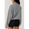 imageQINSEN Women Half Zip Fleece Sweatshirt Mock Neck Long Sleeve Winter Cozy Sherpa Pullover Sweater TopsSmoke Blue