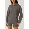 imageQINSEN Womens Fleece Hoodies Casual Long Sleeve Pullover SweatershirtsDark Grey