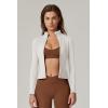 imageQINSEN Womens Full Zip Athletic Jacket Long Sleeve Double Lined Cropped Active Yoga TopsBeige White