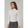 imageQINSEN Womens Full Zip Athletic Jacket Long Sleeve Double Lined Cropped Active Yoga TopsBeige White