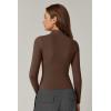 imageQINSEN Womens Full Zip Athletic Jacket Long Sleeve Double Lined Cropped Active Yoga TopsBrown Mocha