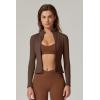 imageQINSEN Womens Full Zip Athletic Jacket Long Sleeve Double Lined Cropped Active Yoga TopsBrown Mocha