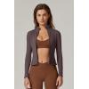 imageQINSEN Womens Full Zip Athletic Jacket Long Sleeve Double Lined Cropped Active Yoga TopsDark Grey