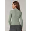 imageQINSEN Womens Full Zip Athletic Jacket Long Sleeve Double Lined Cropped Active Yoga TopsSmoke Green