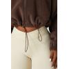 imageQINSEN Womens Full Zip Fleece Short Jacket Warm Winter Long Sleeve Stand Collar Sherpa Crop CoatCaramel Coffee