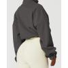 imageQINSEN Womens Full Zip Fleece Short Jacket Warm Winter Long Sleeve Stand Collar Sherpa Crop CoatDark Grey