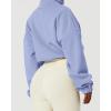 imageQINSEN Womens Full Zip Fleece Short Jacket Warm Winter Long Sleeve Stand Collar Sherpa Crop CoatDusty Purple