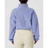 imageQINSEN Womens Full Zip Fleece Short Jacket Warm Winter Long Sleeve Stand Collar Sherpa Crop CoatDusty Purple