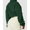 imageQINSEN Womens Full Zip Fleece Short Jacket Warm Winter Long Sleeve Stand Collar Sherpa Crop CoatForest Green
