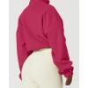 imageQINSEN Womens Full Zip Fleece Short Jacket Warm Winter Long Sleeve Stand Collar Sherpa Crop CoatInnuendo Rosy