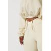 imageQINSEN Womens Full Zip Fleece Short Jacket Warm Winter Long Sleeve Stand Collar Sherpa Crop CoatIvory