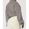 imageQINSEN Womens Full Zip Fleece Short Jacket Warm Winter Long Sleeve Stand Collar Sherpa Crop CoatLight Grey