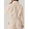 imageQINSEN Womens Half Zip Crop Sweatshirt High Neck Long Sleeve Pullover Cropped TopBeige