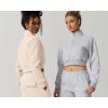 imageQINSEN Womens Half Zip Crop Sweatshirt High Neck Long Sleeve Pullover Cropped TopBeige
