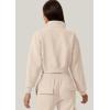 imageQINSEN Womens Half Zip Crop Sweatshirt High Neck Long Sleeve Pullover Cropped TopBeige