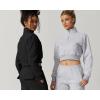 imageQINSEN Womens Half Zip Crop Sweatshirt High Neck Long Sleeve Pullover Cropped TopBlack