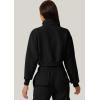 imageQINSEN Womens Half Zip Crop Sweatshirt High Neck Long Sleeve Pullover Cropped TopBlack