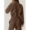 imageQINSEN Womens Half Zip Crop Sweatshirt High Neck Long Sleeve Pullover Cropped TopChestnut