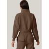 imageQINSEN Womens Half Zip Crop Sweatshirt High Neck Long Sleeve Pullover Cropped TopChestnut