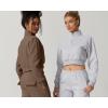 imageQINSEN Womens Half Zip Crop Sweatshirt High Neck Long Sleeve Pullover Cropped TopChestnut