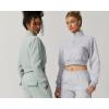 imageQINSEN Womens Half Zip Crop Sweatshirt High Neck Long Sleeve Pullover Cropped TopFrosty Green