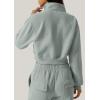 imageQINSEN Womens Half Zip Crop Sweatshirt High Neck Long Sleeve Pullover Cropped TopFrosty Green