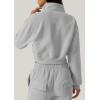 imageQINSEN Womens Half Zip Crop Sweatshirt High Neck Long Sleeve Pullover Cropped TopGrey