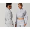 imageQINSEN Womens Half Zip Crop Sweatshirt High Neck Long Sleeve Pullover Cropped TopGrey